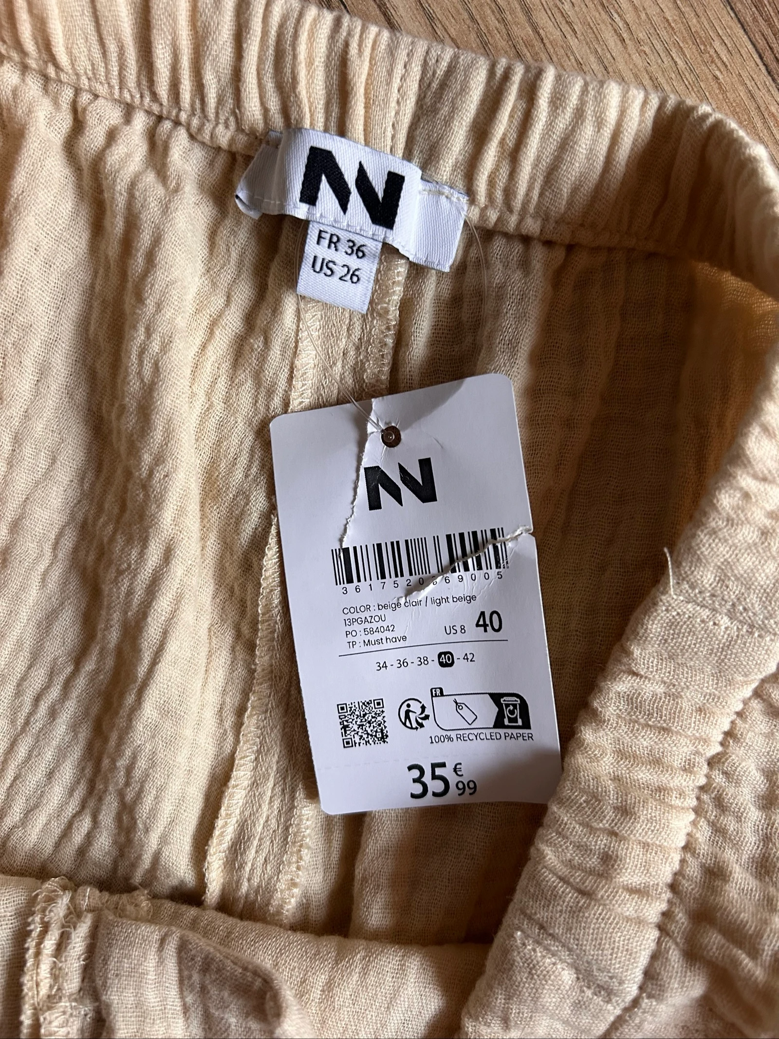 Jennyfer Cotton Gauze Cargo Pants – Size 36 / S (Light Beige) – photo 2